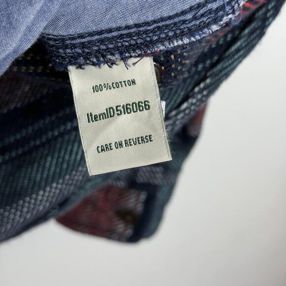 L.L.Bean Shirt Jacket Womens Large Blue Green Stripe Flannel Shacket Oversized - Picture 4 of 8